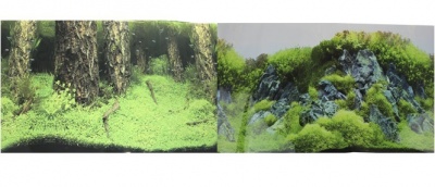 Фон для аквариума двухсторонний Затопленный лес/Камни с растениями 50х1000см (9086/9087)